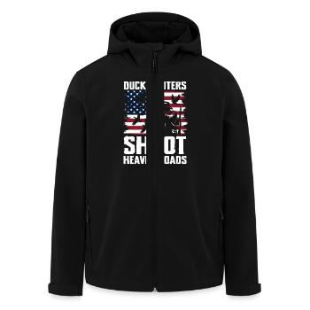 Duck hunters shoot heavier loads flag - Men’s Recycled Softshell Jacket by Stanley/Stella - black - Front - AI Model Male 185 light (185cm)