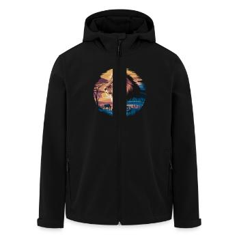 Lion dans le désert avec des zèbres et des antilopes à - Veste softshell homme en polyester recyclé Stanley/Stella - noir - Devant - AI Model Male 185 light (185cm)