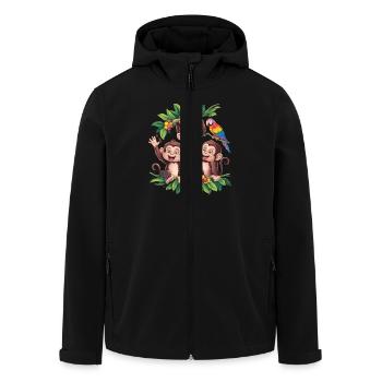 Drôles de singes dans la jungle avec perroquet et - Veste softshell homme en polyester recyclé Stanley/Stella - noir - Devant - AI Model Male 185 light (185cm)