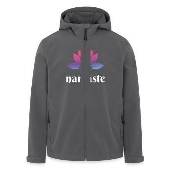 Namaste Lotus – Spirituelles Yoga Design - Recycelte Männer Softshell-Jacke von Stanley/Stella - Anthrazit - Vorne - AI Model Male 185 light (185cm)