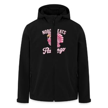 Nobody Eats Flamingo, Christmas, Humorous - Men’s Recycled Softshell Jacket by Stanley/Stella - black - Front - AI Model Male 185 light (185cm)