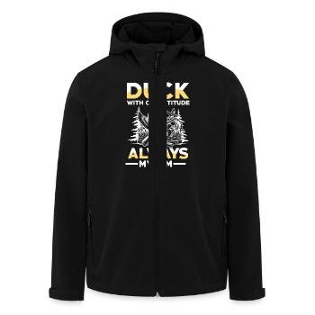 Duck hunters shoot heavier loads flag - Men’s Recycled Softshell Jacket by Stanley/Stella - black - Front - AI Model Male 185 light (185cm)