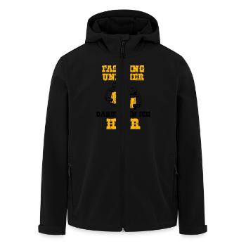 « Le carnaval et la bière, c’est pour ça que je suis là » 🍻 - Veste softshell homme en polyester recyclé Stanley/Stella - noir - Devant - AI Model Male 185 light (185cm)