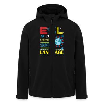 ESL-Lehrer ESL Unterricht - Recycelte Männer Softshell-Jacke von Stanley/Stella - Schwarz - Vorne - AI Model Male 185 light (185cm)