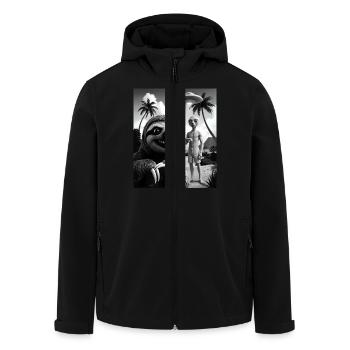 Faultier macht Selfie mit Alien am Strand - Recycelte Männer Softshell-Jacke von Stanley/Stella - Schwarz - Vorne - AI Model Male 185 light (185cm)