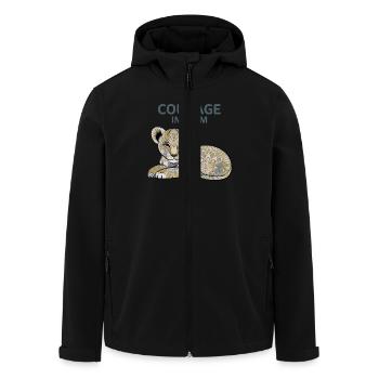 Mut in der Ruhe Löwe – Courage In Calm Design - Recycelte Männer Softshell-Jacke von Stanley/Stella - Schwarz - Vorne - AI Model Male 185 light (185cm)