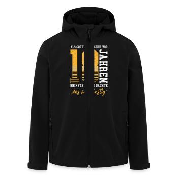 Als Gott Mich Schuf Grinste Er 18 Jahre Geburtstag - Recycelte Männer Softshell-Jacke von Stanley/Stella - Schwarz - Vorne - AI Model Male 185 light (185cm)