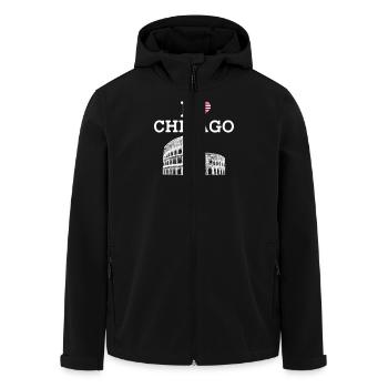 J’aime Chicago Heart Flag États-Unis d’Amérique - Veste softshell homme en polyester recyclé Stanley/Stella - noir - Devant - AI Model Male 185 light (185cm)