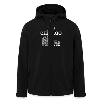 I love Chicago American Flag Colosseum Lover Wortspiel - Recycelte Männer Softshell-Jacke von Stanley/Stella - Schwarz - Vorne - AI Model Male 185 light (185cm)