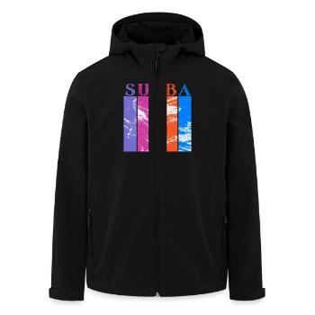 Sumba Indonesia - Men’s Recycled Softshell Jacket by Stanley/Stella - black - Front - AI Model Male 185 light (185cm)