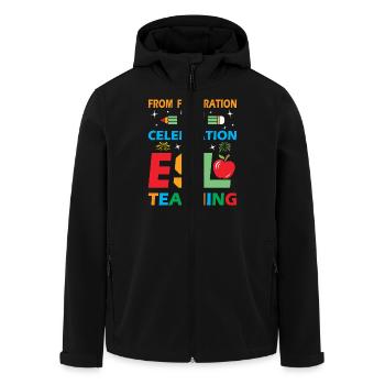 ESL-Lehrer ESL Unterricht - Recycelte Männer Softshell-Jacke von Stanley/Stella - Schwarz - Vorne - AI Model Male 185 light (185cm)