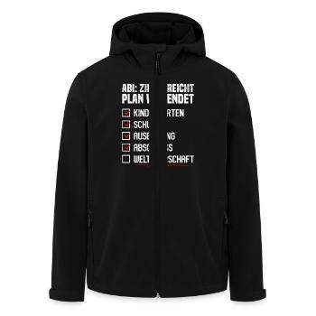 Abitur ABI ZIEL ERREICHT PLAN VOLLENDET Lustiges - Recycelte Männer Softshell-Jacke von Stanley/Stella - Schwarz - Vorne - AI Model Male 185 light (185cm)