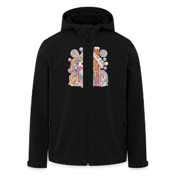 Candy Unicorn and Gingerbread House Magic - Men’s Recycled Softshell Jacket by Stanley/Stella - black - Front - AI Model Male 185 light (185cm)