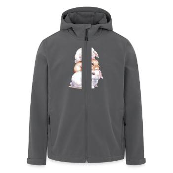 Niedliche Kaninchen Stapel für Kaninchenliebhaber - Recycelte Männer Softshell-Jacke von Stanley/Stella - Anthrazit - Vorne - AI Model Male 185 light (185cm)
