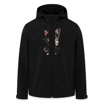 Ninja Cat With Sword In Action – Cute - Men’s Recycled Softshell Jacket by Stanley/Stella - black - Front - AI Model Male 185 light (185cm)