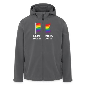 Tenue Love Wins Pride – Rainbow LGBTQ+ Design - Veste softshell homme en polyester recyclé Stanley/Stella - charbon - Devant - AI Model Male 185 light (185cm)