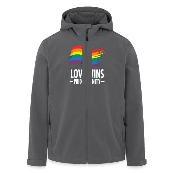 Tenue Love Wins Pride – Rainbow LGBTQ+ Design - Veste softshell homme en polyester recyclé Stanley/Stella - charbon - Devant - AI Model Male 185 light (185cm)