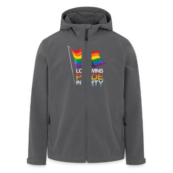 Tenue Love Wins Pride – Rainbow LGBTQ+ Design - Veste softshell homme en polyester recyclé Stanley/Stella - charbon - Devant - AI Model Male 185 light (185cm)