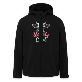Stay Moo-dy Funny Cow Animal Lover Farm - Men’s Recycled Softshell Jacket by Stanley/Stella - black - Front - AI Model Male 185 light (185cm)