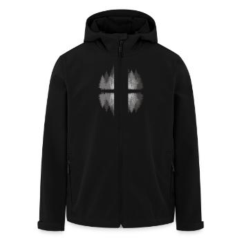 Angler im dunklen Wald - Recycelte Männer Softshell-Jacke von Stanley/Stella - Schwarz - Vorne - AI Model Male 185 light (185cm)