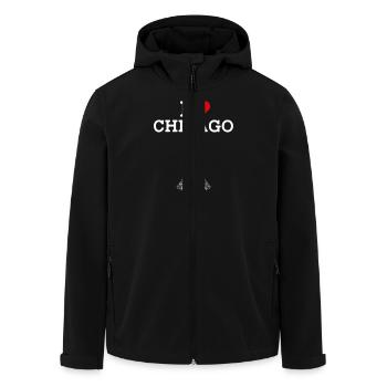 I Love Chicago USA Flag Heart Cool Eiffel Tower - Men’s Recycled Softshell Jacket by Stanley/Stella - black - Front - AI Model Male 185 light (185cm)