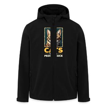 Funny Cat Cat Cat Cat Cat Lover - Men’s Recycled Softshell Jacket by Stanley/Stella - black - Front - AI Model Male 185 light (185cm)