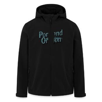 Oregon Grafik Mit Bergkunst - Recycelte Männer Softshell-Jacke von Stanley/Stella - Schwarz - Vorne - AI Model Male 185 light (185cm)