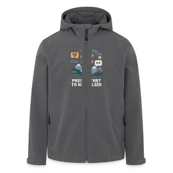 Press Start for Nostalgia Pixel Gamer World - Men’s Recycled Softshell Jacket by Stanley/Stella - anthracite - Front - AI Model Male 185 light (185cm)