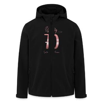 Cadeau officiel pour les femmes du 70e anniversaire - Veste softshell homme en polyester recyclé Stanley/Stella - noir - Devant - AI Model Male 185 light (185cm)