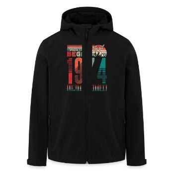 Anniversaire 1974 Vintage Avril Cadeau Rétro - Veste softshell homme en polyester recyclé Stanley/Stella - noir - Devant - AI Model Male 185 light (185cm)