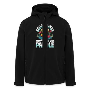 Gute Dinge Kommen Zu Denen Die Paddeln - Recycelte Männer Softshell-Jacke von Stanley/Stella - Schwarz - Vorne - AI Model Male 185 light (185cm)