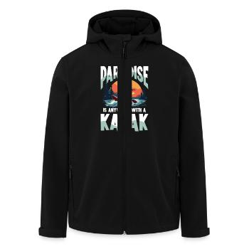 Le paradis est partout avec le kayak - Veste softshell homme en polyester recyclé Stanley/Stella - noir - Devant - AI Model Male 185 light (185cm)