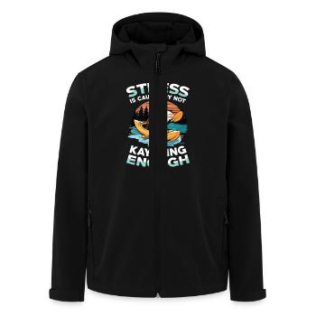 Stress Wird Durch Zu Wenig Kajakfahren Verursacht - Recycelte Männer Softshell-Jacke von Stanley/Stella - Schwarz - Vorne - AI Model Male 185 light (185cm)