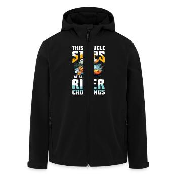 Dieses Fahrzeug Stoppt An Allen Flussübergängen - Recycelte Männer Softshell-Jacke von Stanley/Stella - Schwarz - Vorne - AI Model Male 185 light (185cm)