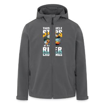 Ce véhicule s’arrête à tous les franchissements de rivières - Veste softshell homme en polyester recyclé Stanley/Stella - charbon - Devant - AI Model Male 185 light (185cm)