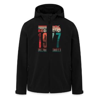 Anniversaire 1977 Vintage Avril Cadeau Rétro - Veste softshell homme en polyester recyclé Stanley/Stella - noir - Devant - AI Model Male 185 light (185cm)