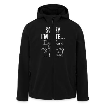 Sorry I'm Late I got here as soon as I wanted - Recycelte Männer Softshell-Jacke von Stanley/Stella - Schwarz - Vorne - AI Model Male 185 light (185cm)