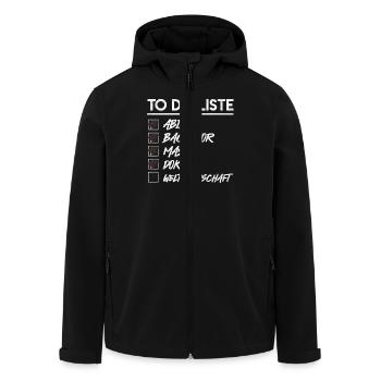 Doktortitel TO DO LISTE DOCTOR WELTHERRSCHAFT - Recycelte Männer Softshell-Jacke von Stanley/Stella - Schwarz - Vorne - AI Model Male 185 light (185cm)