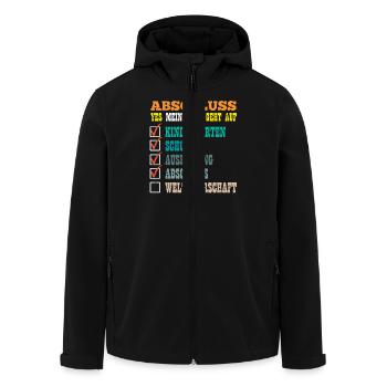 ABSCHLUSS MEIN PLAN GEHT AUF WELTHERRSCHAFT Lustig - Recycelte Männer Softshell-Jacke von Stanley/Stella - Schwarz - Vorne - AI Model Male 185 light (185cm)