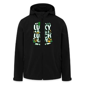 St. Patrick's Day Shirt, glücklich, eine Lunch Lady zu sein - Recycelte Männer Softshell-Jacke von Stanley/Stella - Schwarz - Vorne - AI Model Male 185 light (185cm)