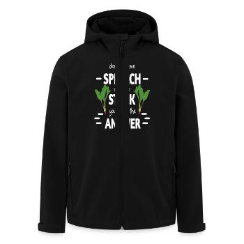 Spinatzeit oder Steak ironisch aufbereitet lustig - Recycelte Männer Softshell-Jacke von Stanley/Stella - Schwarz - Vorne - AI Model Male 185 light (185cm)