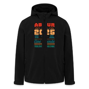 ABITUR 2025 EINE LEGENDE VERLÄSST DAS GELÄNDE - Recycelte Männer Softshell-Jacke von Stanley/Stella - Schwarz - Vorne - AI Model Male 185 light (185cm)