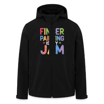 Finger Malerei Ist Mein Ding Farbenfrohes Finger - Recycelte Männer Softshell-Jacke von Stanley/Stella - Schwarz - Vorne - AI Model Male 185 light (185cm)