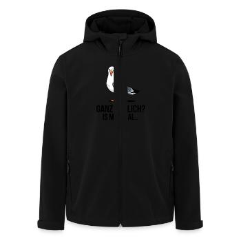 Möwe, Is Mir Egal - Ganz Ehrlich? Lustiges Motiv - Recycelte Männer Softshell-Jacke von Stanley/Stella - Schwarz - Vorne - AI Model Male 185 light (185cm)