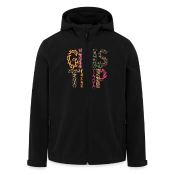 Girls' outing with animal print for the perfect - Men’s Recycled Softshell Jacket by Stanley/Stella - black - Front - AI Model Male 185 light (185cm)