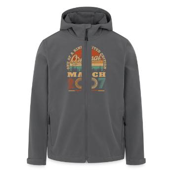 März 2007 Vintage Geburtstagsgeschenk - Recycelte Männer Softshell-Jacke von Stanley/Stella - Schwarz - Vorne - AI Model Male 185 light (185cm)