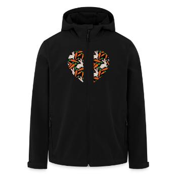 Heart with bunny and carrot pattern for Easter - Men’s Recycled Softshell Jacket by Stanley/Stella - black - Front - AI Model Male 185 light (185cm)