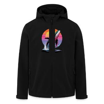Whale at sunset in front of a colorful - Men’s Recycled Softshell Jacket by Stanley/Stella - black - Front - AI Model Male 185 light (185cm)