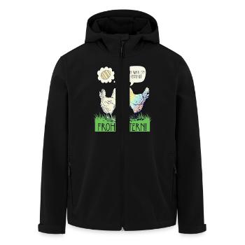 Lustiges buntes Huhn Frohe Ostern Osterei - Recycelte Männer Softshell-Jacke von Stanley/Stella - Schwarz - Vorne - AI Model Male 185 light (185cm)