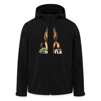 Hustle King – Lion Lion Winners & Movers & Shakers - Men’s Recycled Softshell Jacket by Stanley/Stella - black - Front - AI Model Male 185 light (185cm)
